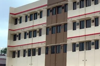 Street elevation of the leasing building